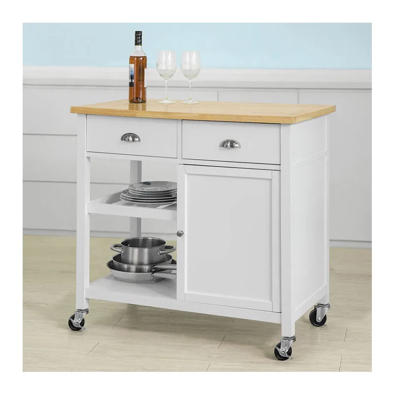 Penisola Cucina Credenza Legno Carrello Cucina con Route L93P51A89cm FKW62-WN - Sobuy