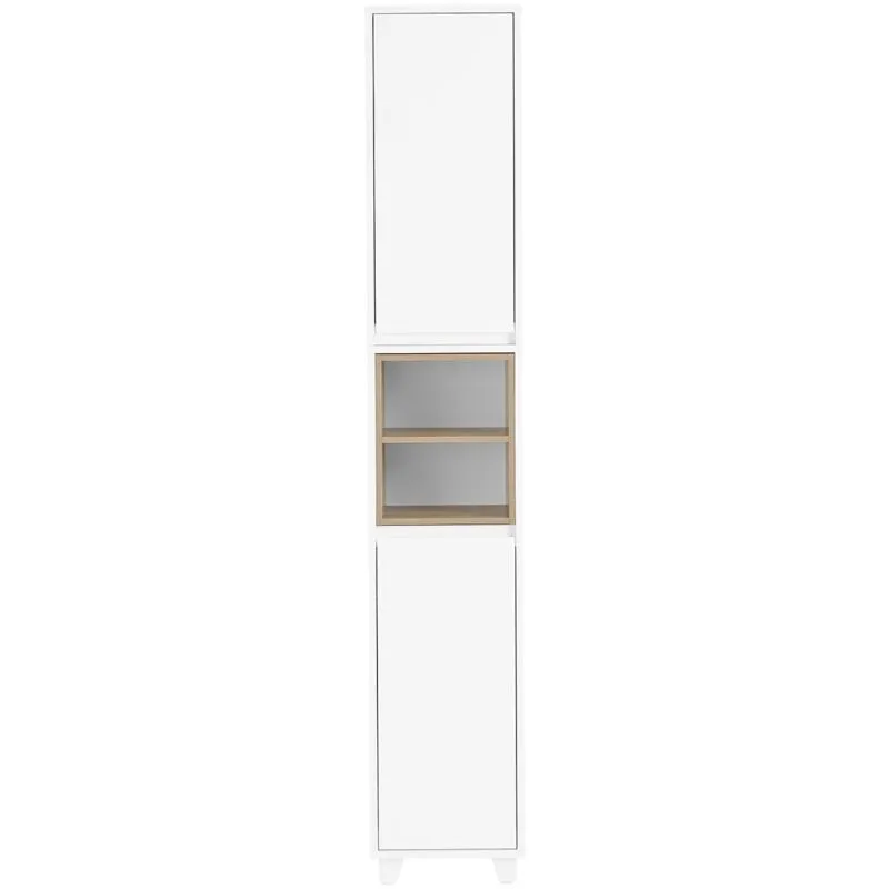 Sobuy - Mobile a colonna bagno salvaspazio Mobile alto con 2 ante Mobile bagno stretto 30x30x170cm Bianco BZR147-W