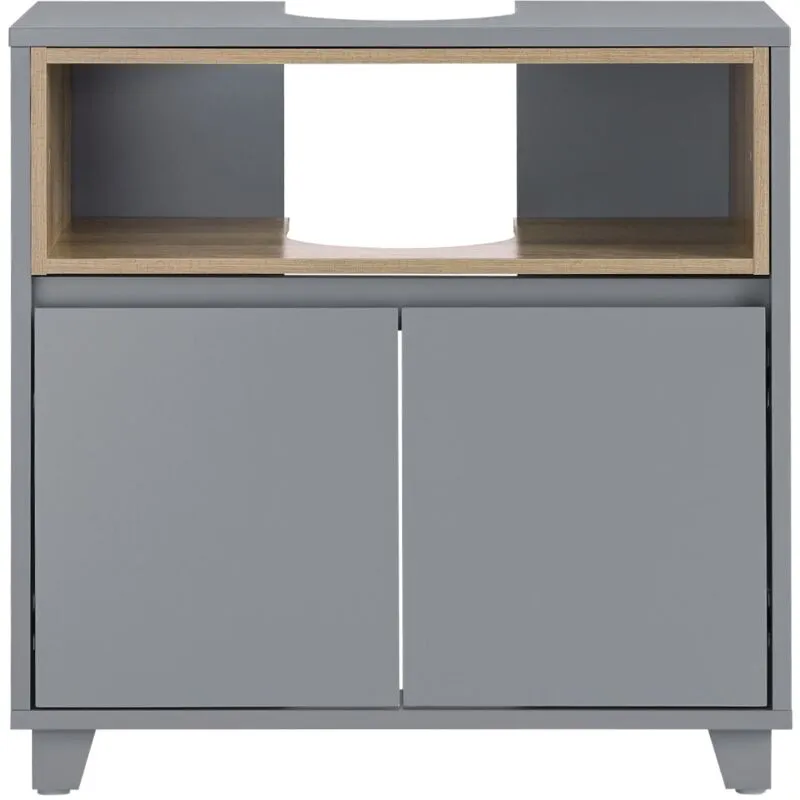 Mobile sottolavabo con 2 ante senza lavandino Mobiletto per lavandino bagno 60x30x61cm Grigio BZR148-DG - Sobuy