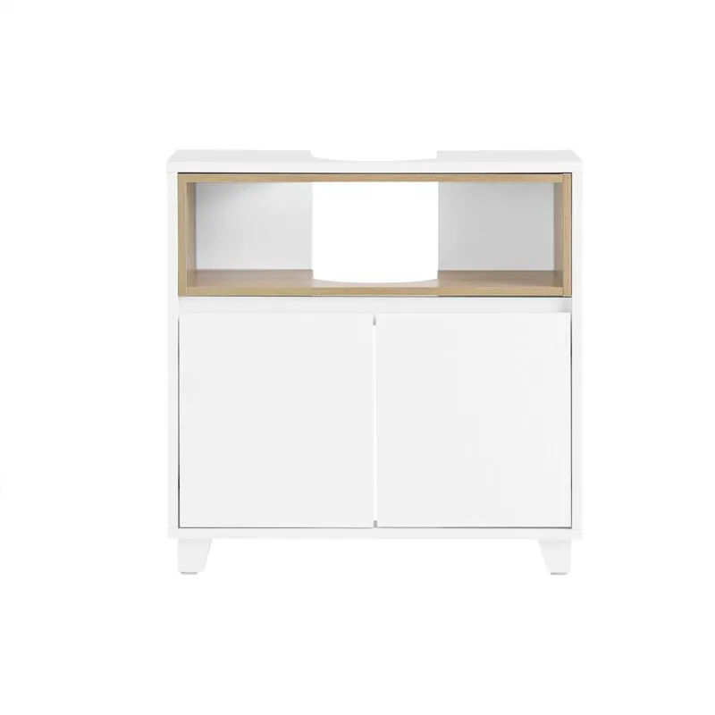 Mobile sottolavabo con 2 ante senza lavandino Mobiletto per lavandino bagno 60x30x61cm Bianco BZR148-W - Sobuy