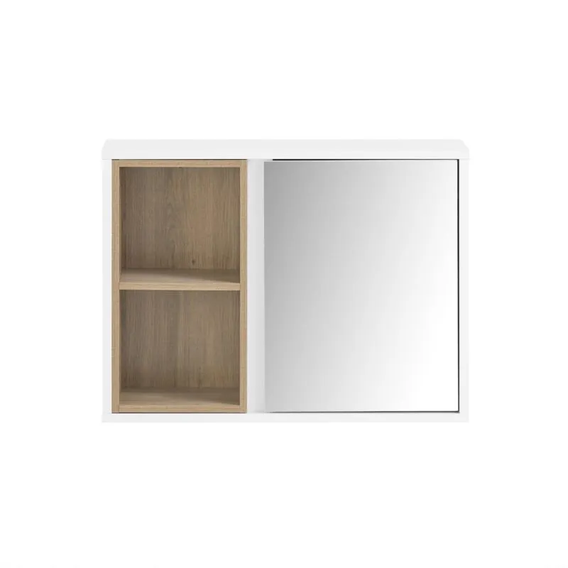 Sobuy - Pensile bagno con specchio Mobile salvaspazio Armadietto bagno da parete 60x20x45cm Bianco BZR149-W