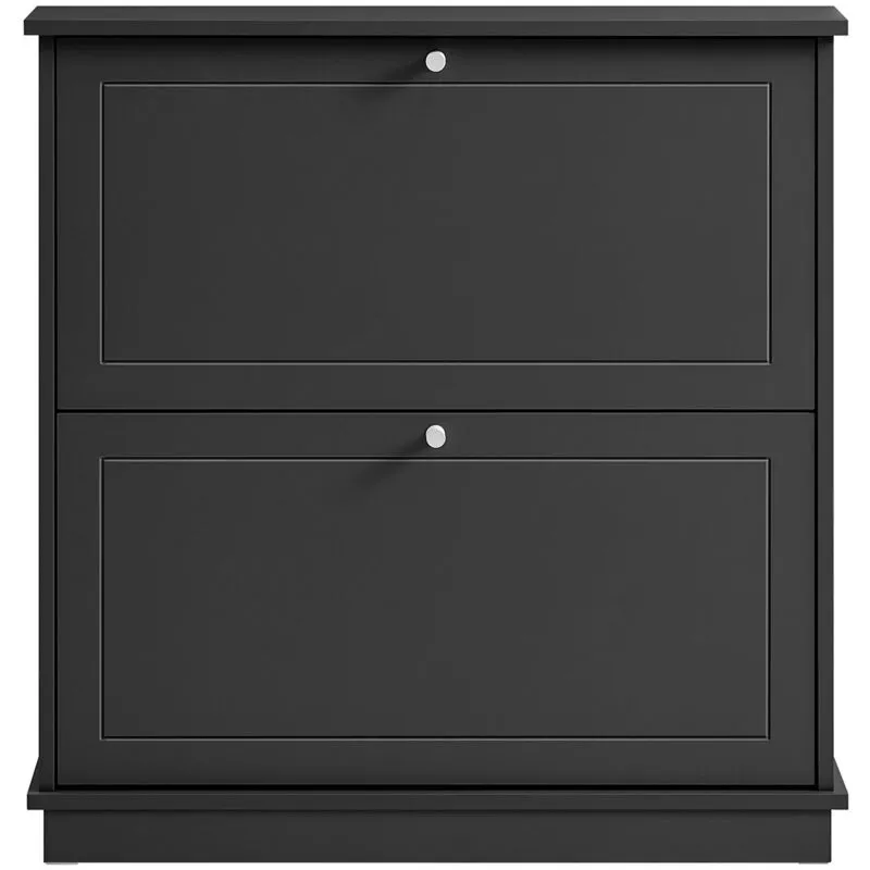 Sobuy - Scarpiera Slim con 2 ante e 2 ripiani Salvaspazio Nero 76x18x79cm FSR99-SCH