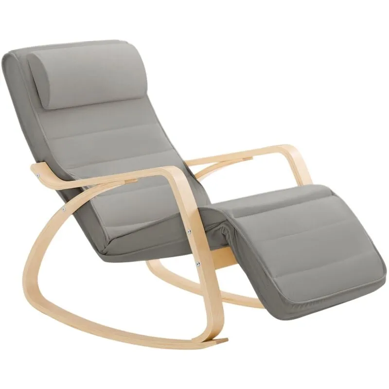 Sobuy - Sedia a Dondolo Poltrona Relax Poltroncina Poggia Gambe Regolabile Grigio FST16-DG