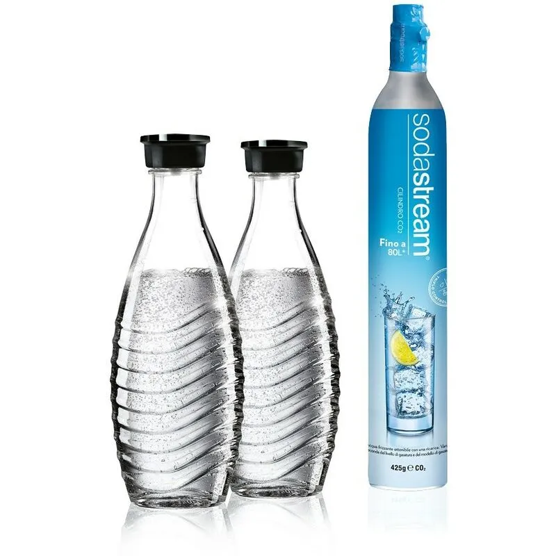 Kit 2 Bottiglie in Vetro per Gasatore Crystal + Cilindro CO2 - 