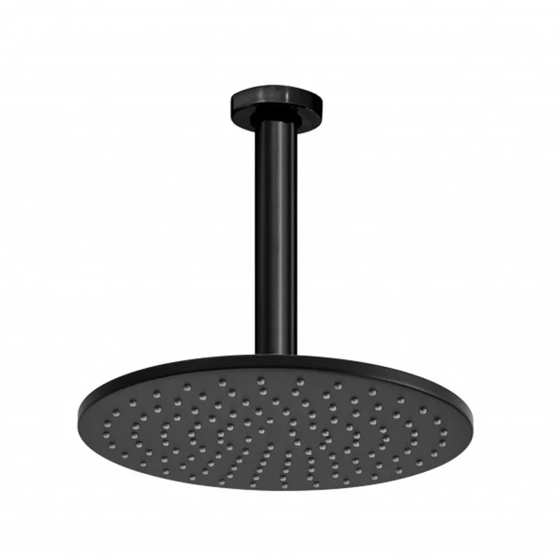 Soffione doccia tondo Cosmo acciaio inox nero opaco con diametro 230 mm e braccio 300 mm - Bossini