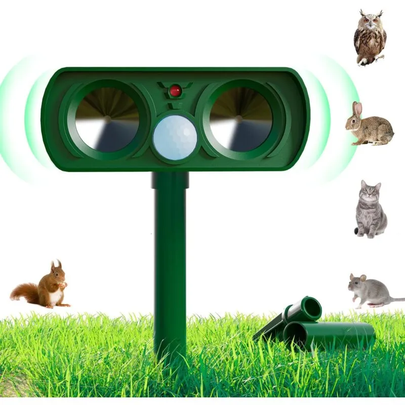 Repellente per gatti ad ultrasuoni ad energia solare, Repellente per animali ad ultrasuoni, efficace contro gatti, cani, uccelli, volpi, ratti