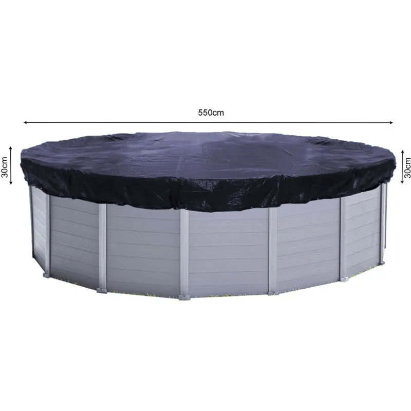 Solare Copertura invernale per piscina Rotonda 200g / m² per dimensioni piscina 500 - 550 cm Dimensioni tela cerata ø 610 cm Nero