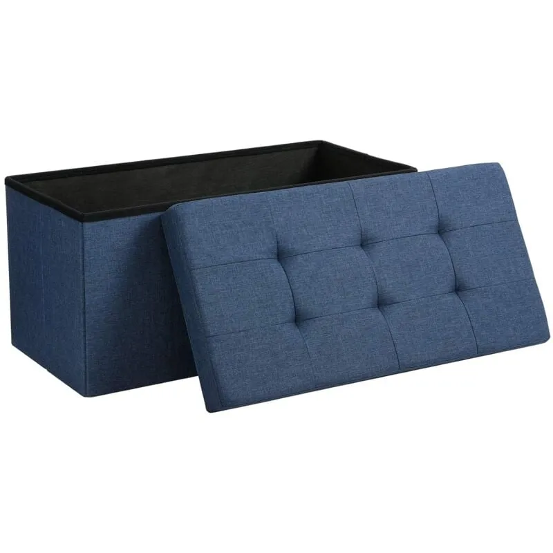 Songmics - Cassapanca, Pouf Panca Contenitore con Coperchio Sollevabile, Adatto per Camera da Letto Corridoio Soggiorno, Capacità di 80 Litri, Regge