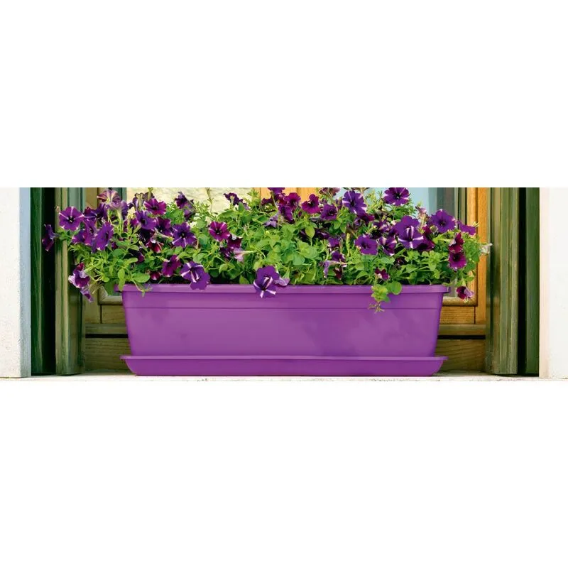 Veca - Sottocassetta sottovaso per vaso da giardino Naxos in plastica 40 cm viola