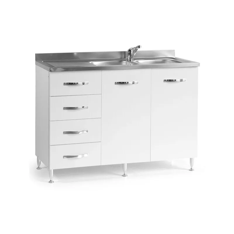 Sottolavello cucina montato con ante 120 cm bianco