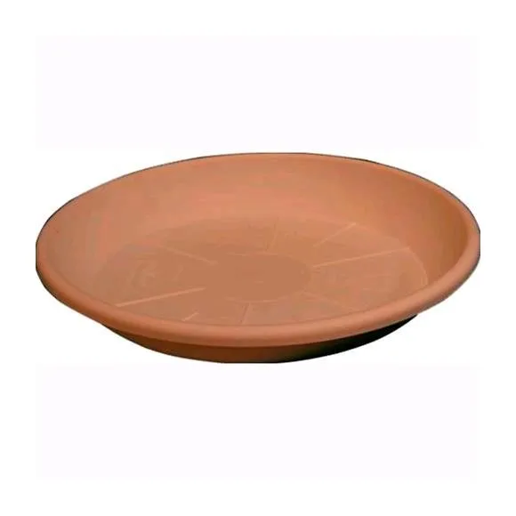 Sottovaso tondo in Resina Color terracotta 43x6H cm per vaso Festonato da 50 cm