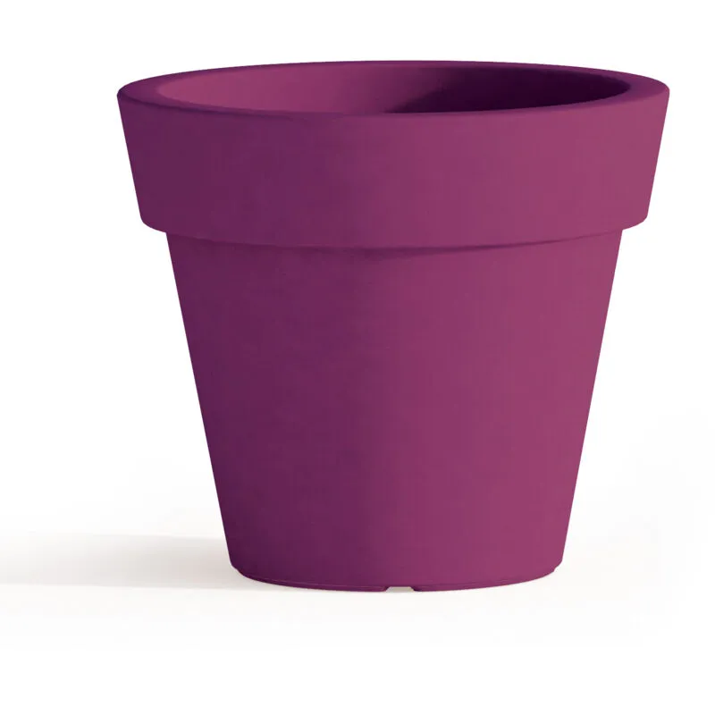 Vaso e sottovaso in resina h 45 mod. Begonia Tondo viola