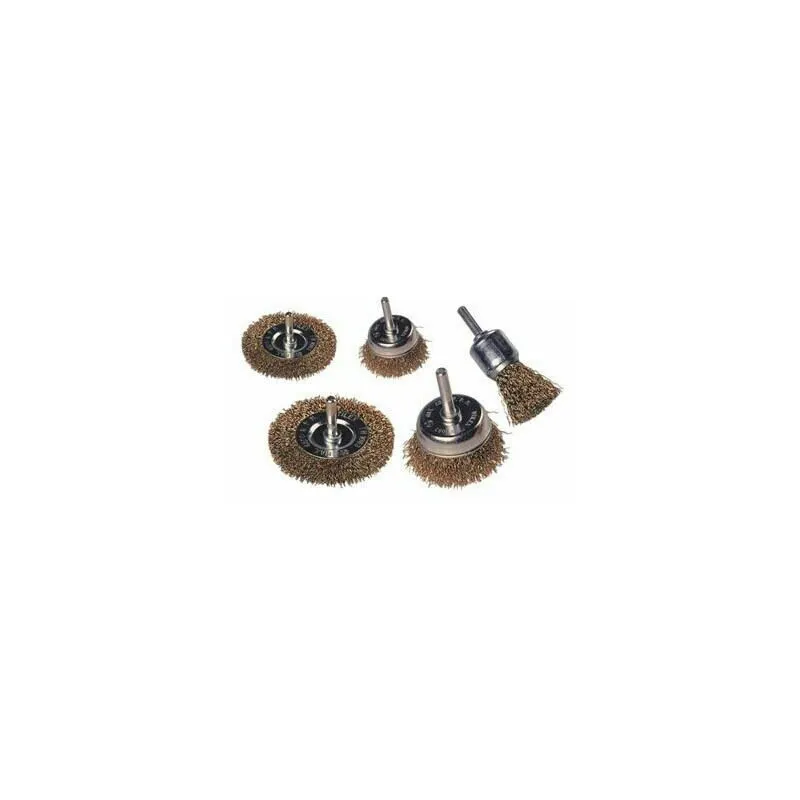 Set 5 pz spazzola con codolo mm 6 in filo acciaio 35143