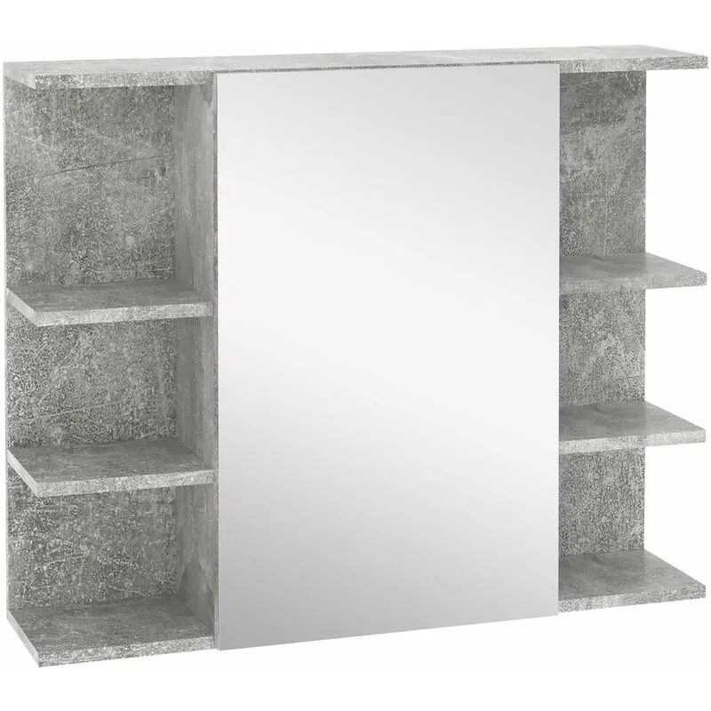 Giordanoshop - Specchiera Bagno a Parete 80x19,8x64cm con Anta e Mensole Laterali Grigio