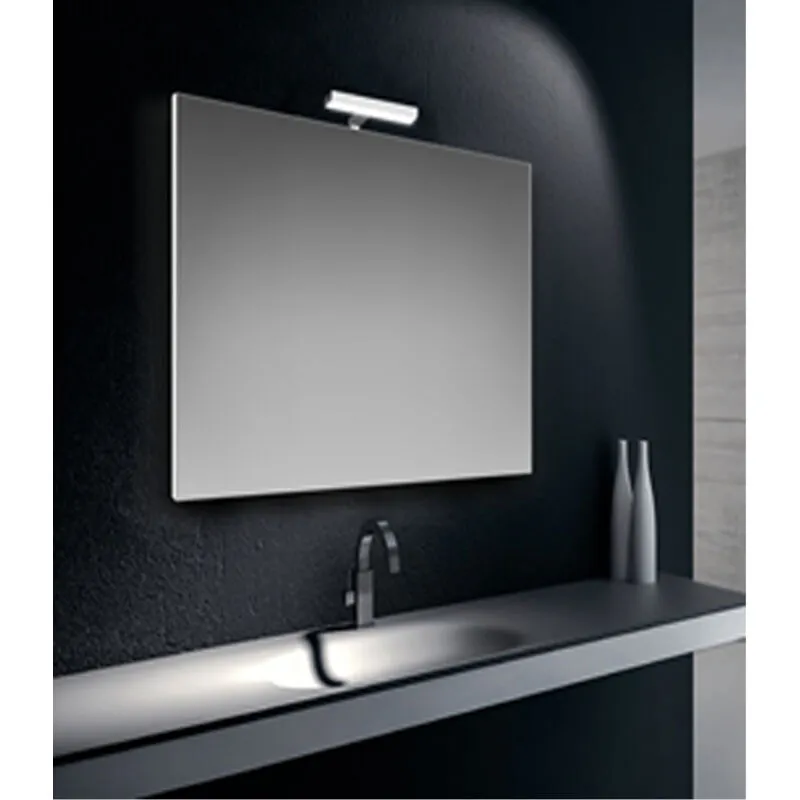 Specchiera filo lucido 60X90 cm reversibile con telaio perimetrale a filo specchio e lampada led cromata