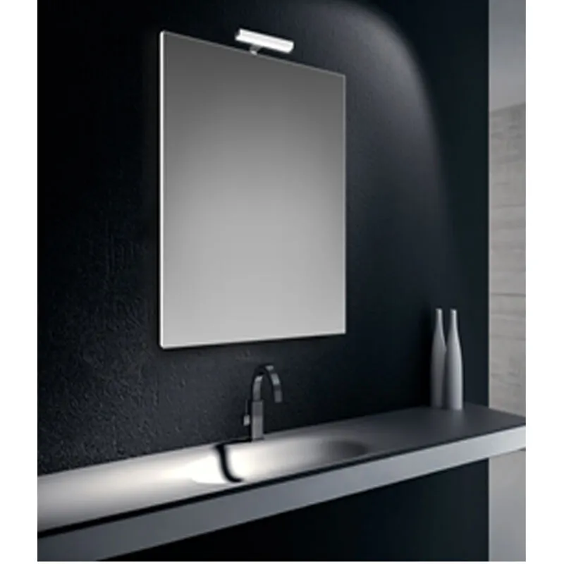 Specchiera filo lucido 80X60 cm reversibile con telaio perimetrale a filo specchio e lampada led cromata