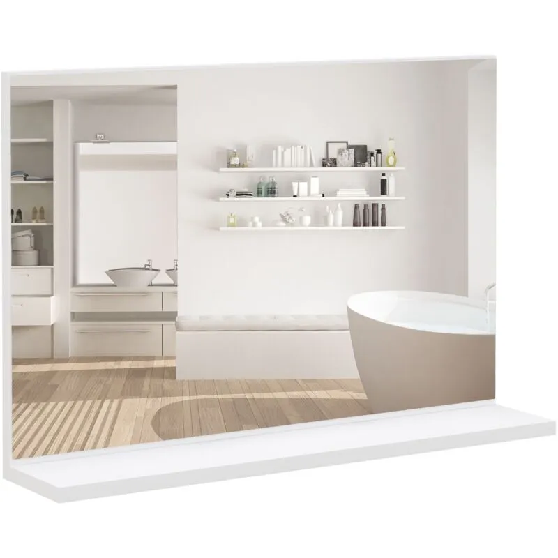 Specchio Bagno a Parete 60x12x40 cm con Mensola Bianco