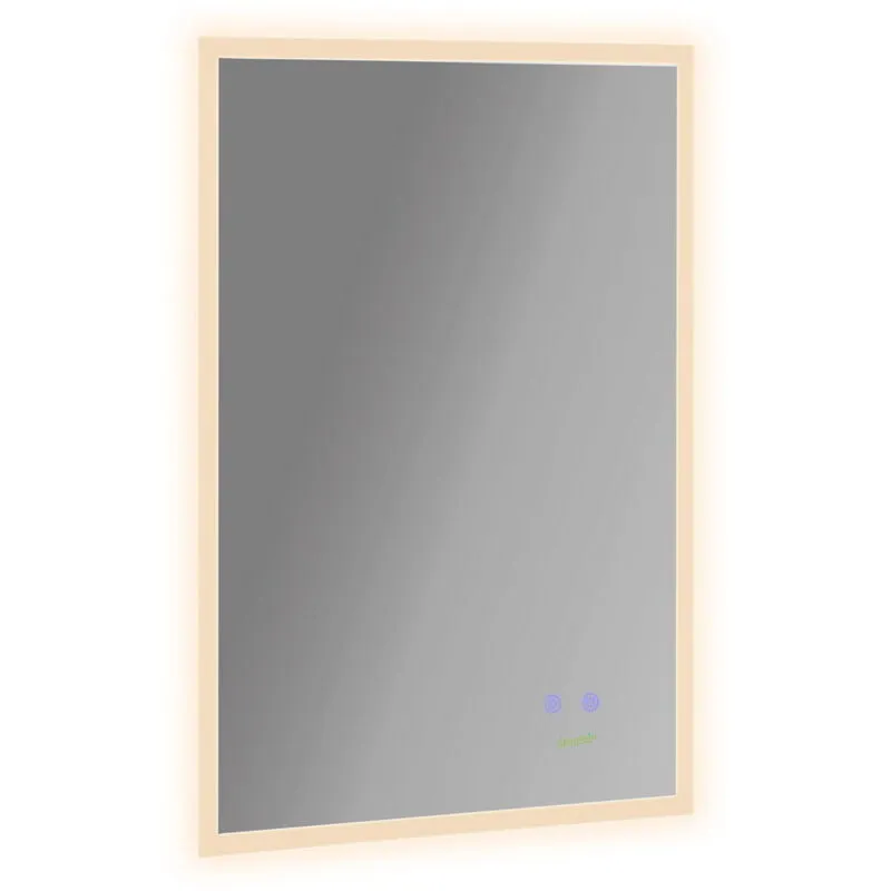 Specchio bagno con luce led 70X50 cm legno