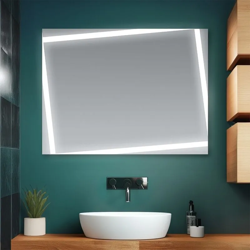 Inbagno - Specchio bagno 80x60 cm con fasce led e installazione reversibile