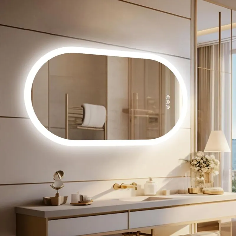 Luvodi - 120x60cm Specchio Ovale Bagno Retroilluminato led Luce Smart Touch