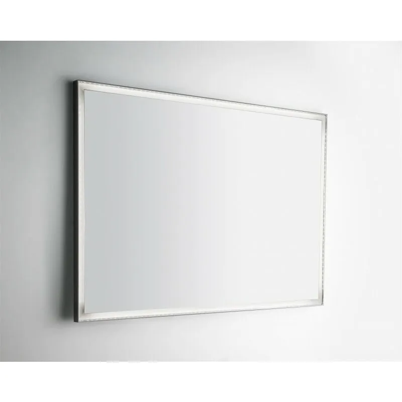 Specchio bagno a led 100x70 cm con cornice Simil argento Con specchio ingranditore Con accensione a sfioro Senza Kit Bluetooth Specchio senza antifog