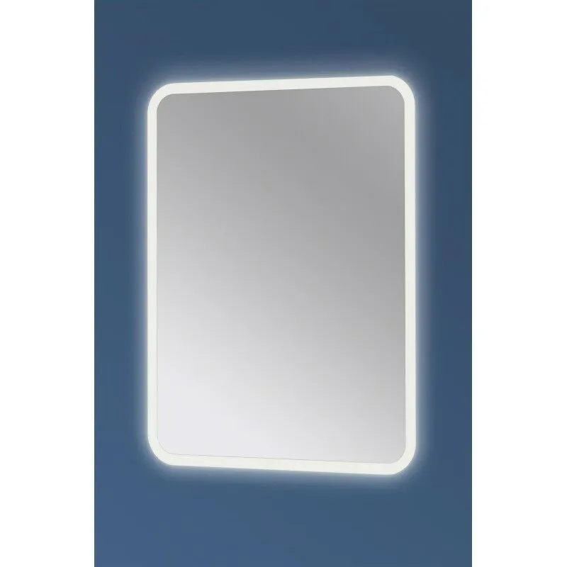 Specchio bagno stondato con led 80x60 cm Senza accensione a sfioro Kit Bluetooth montato Specchio senza antifog Senza accensione a sfioro Kit
