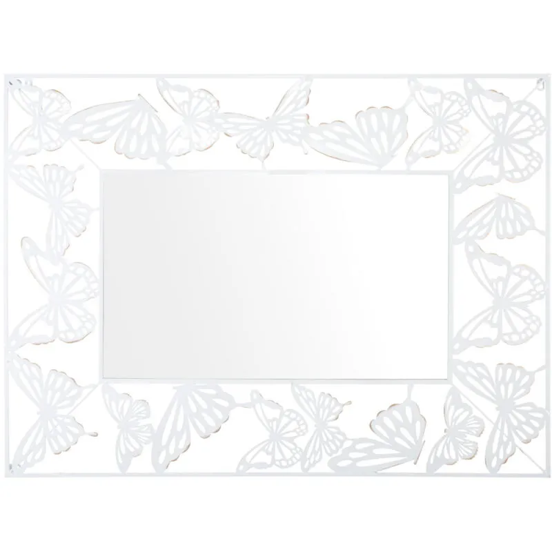 Giordanoshop - Specchio Bianco Butterfly 85x1x115 cm in Ferro e mdf Bianco