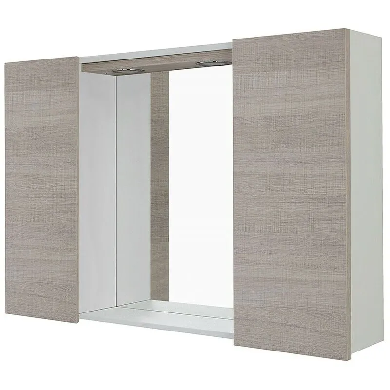 Specchio contenitore led 91x61 cm rovere chiaro con ante laterali Way