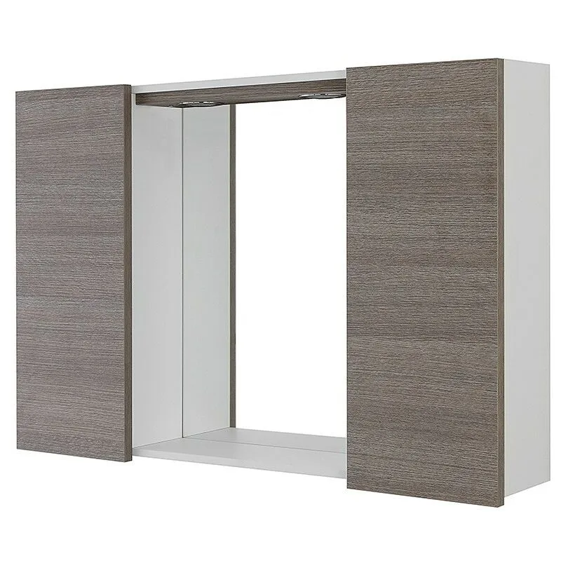 Specchio contenitore led 91x61 cm rovere scuro con ante laterali Way