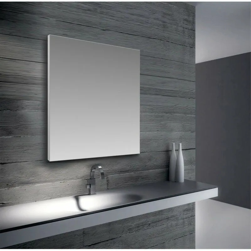 Specchio bagno con telaio rivestito alluminio satinato 60x72 cm Senza accensione a sfioro senza antifog Specchio senza luce