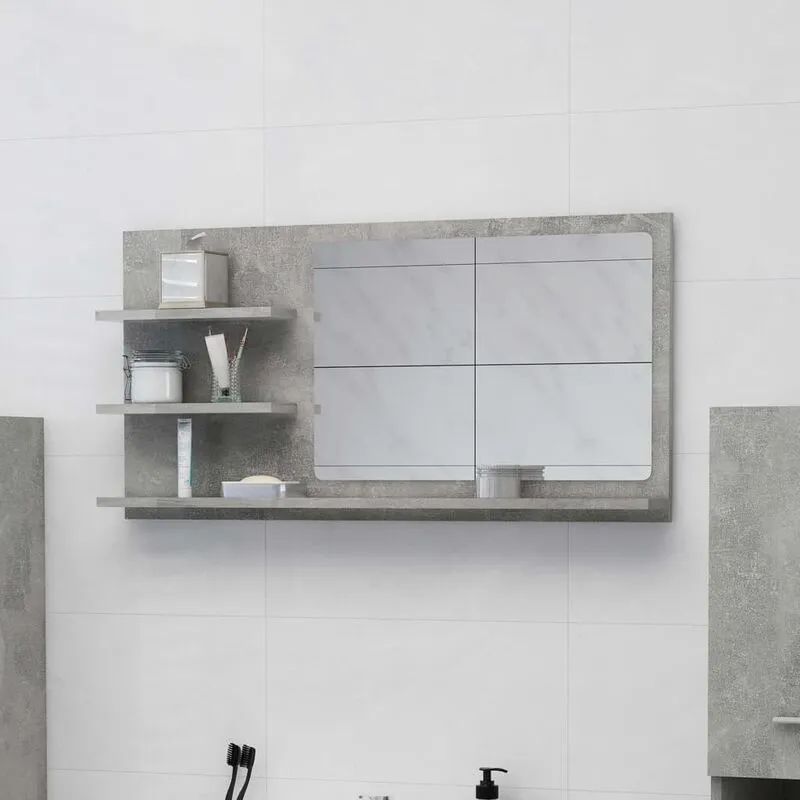 Furniture Limited - Specchio da Bagno Grigio Cemento 90x10,5x45cm