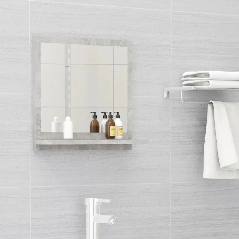 Specchio da Bagno Grigio Cemento 40x10,5x37cm Legno Multistrato