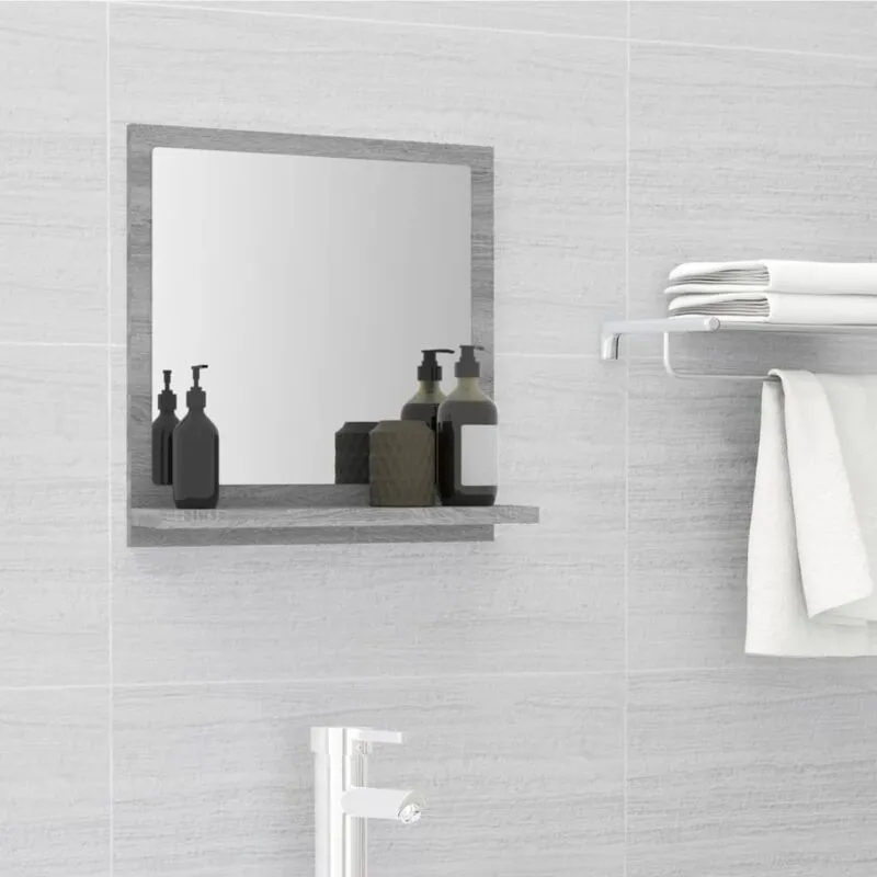 Specchio da Bagno Grigio Sonoma 40x10,5x37 cm Legno Multistrato