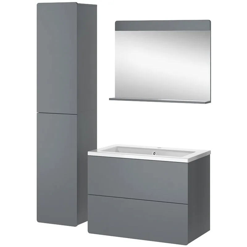  - Set di mobili da bagno Izan, Grigio, 4 pezzi con colonna