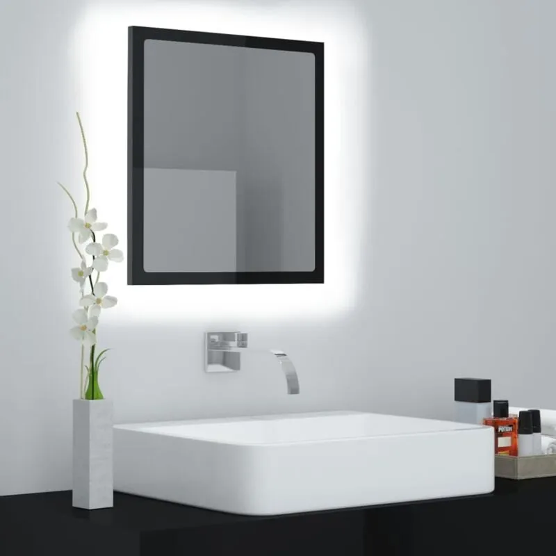 Specchio da Bagno led Nero Lucido 40x8,5x37 cm in Acrilico