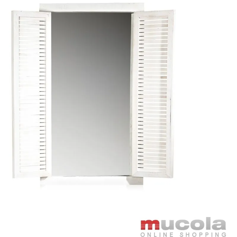 Specchio da parete deco oscurante per finestra Shabby Chic bianco 72CM legno bianco 72CM