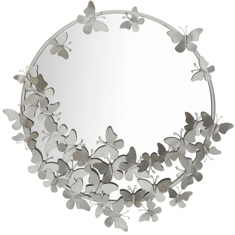 Giordanoshop - Specchio Farfalle Round Argento Ø74x4x75 cm in Ferro Argento