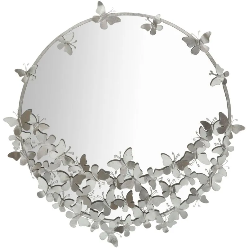 Giordanoshop - Specchio Farfalle Round Argento Ø91x3x94 cm in Ferro Argento