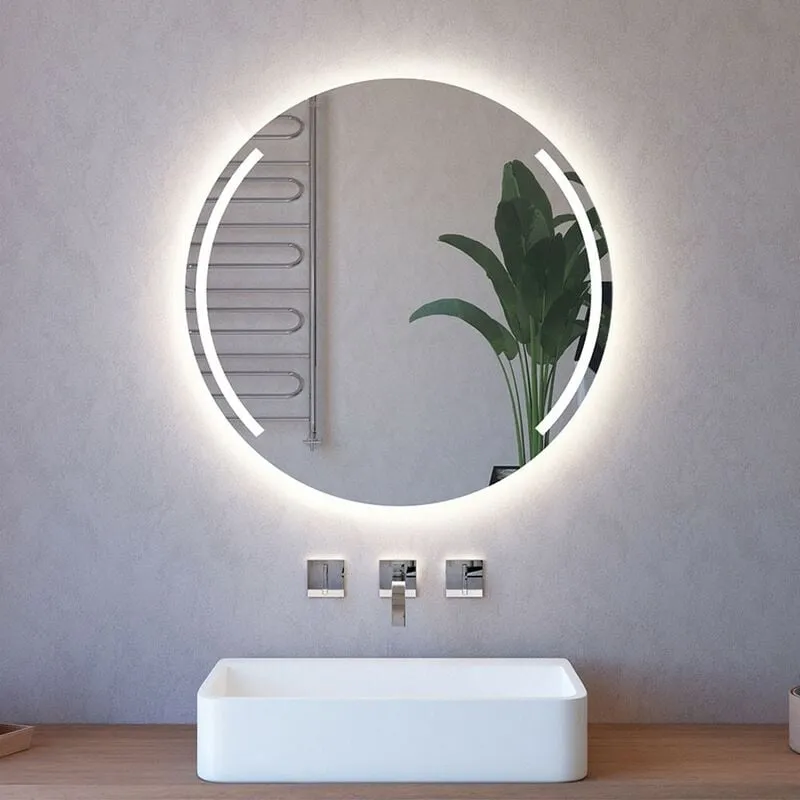 Specchio led 75 cm con doppia sabbiatura ad arco e illuminazione perimetrale