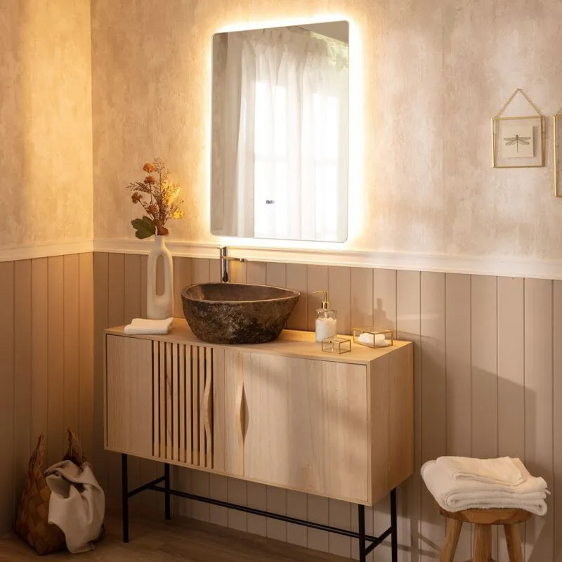 Specchio da Bagno con Luce led e Antiappannamento 80x60 cm Grace Selezionabile (Caldo-Naturale-Freddo)