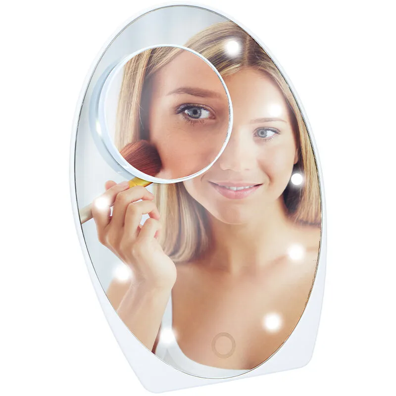 Specchio Ovale per Trucco Makeup Luci Led e Regolazione Touch Ingrandimento 5x