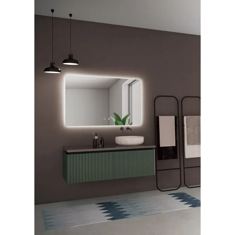 Mice Collection - Specchio con applique led per bagno cabina armadio retroilluminato, luce fredda, con doppio sensore, antiappannamento e on/off