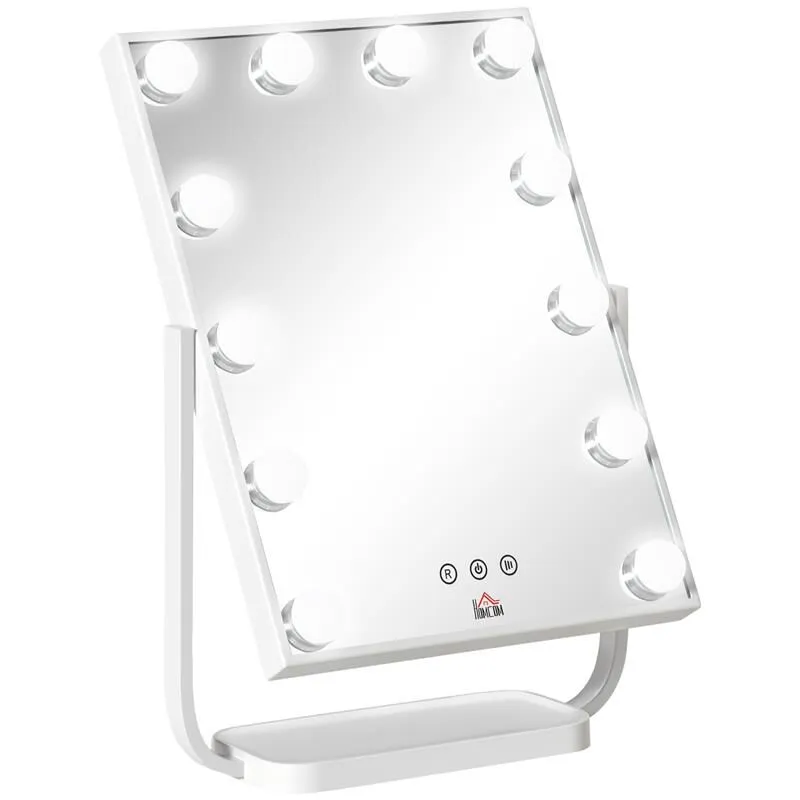 Specchio trucco illuminato inclinabile con 12 luci led e luminosità regolabile. 32.8LX11X47.4CM