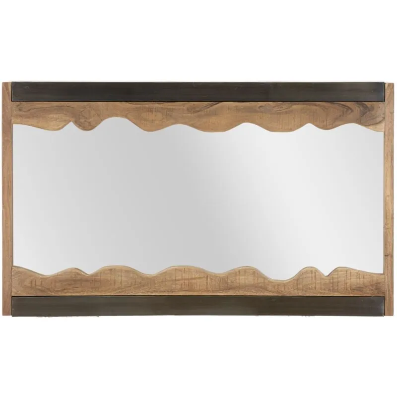 Specchio Yellowstone 120x4x72 cm in Legno di Acacia e Specchio Marrone e Nero