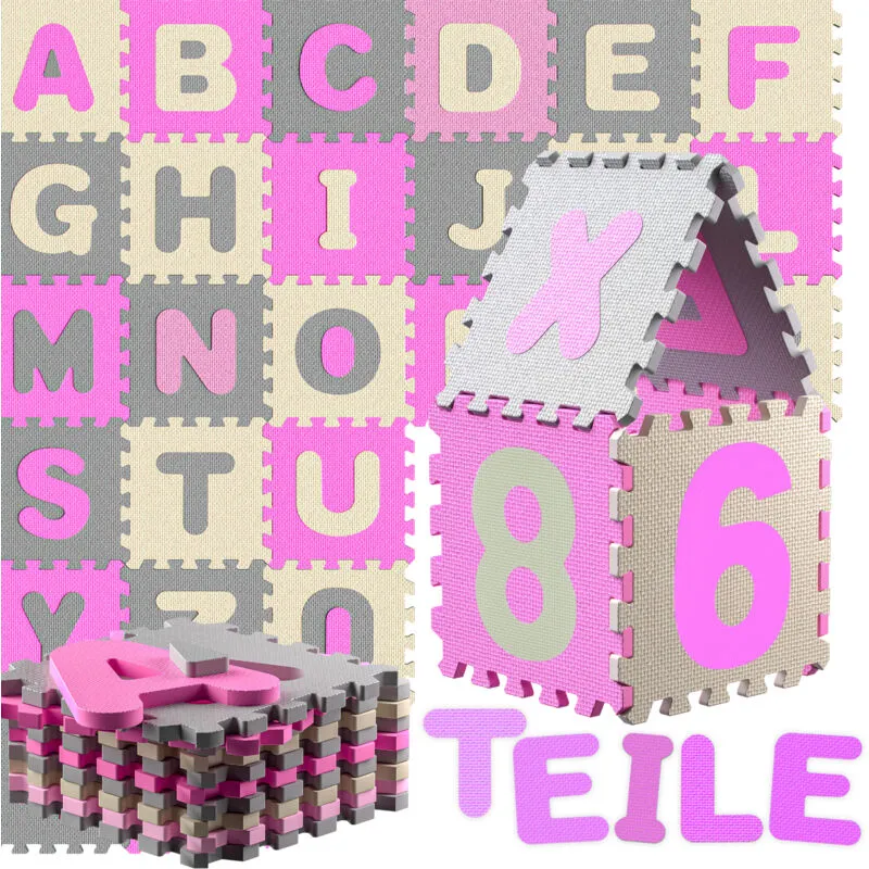 Spielwerk - Tappeto Puzzle xxl da 86 Pezzi per Bambini 3,3m² Tappeto per Gattonare con Lettere e Numeri abc Protezione Pavimento Apprendimento in