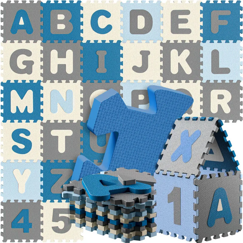 Spielwerk - Tappeto Puzzle xxl da 86 Pezzi per Bambini 3,3m² Tappeto per Gattonare con Lettere e Numeri abc Protezione Pavimento Apprendimento in