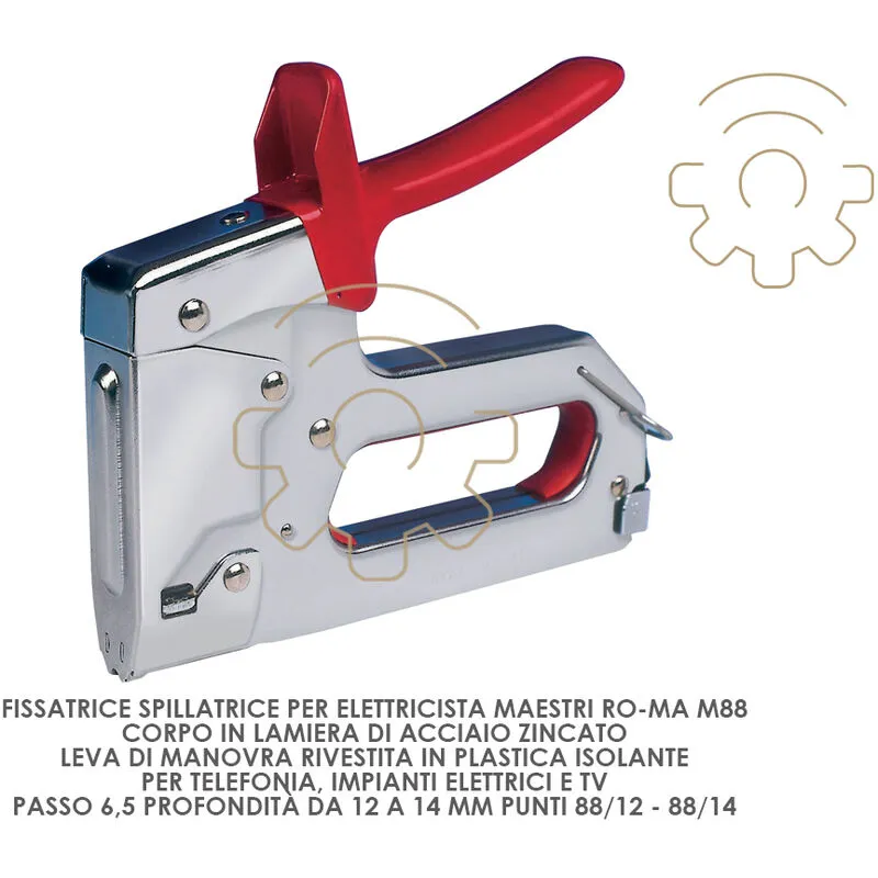 Maestri - Spillatrice fissatrice Ro-Ma m 88 passo 6,5 mm prof 12 14 punti 88/12 88/14 per elettricista