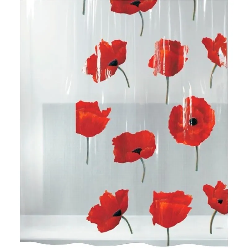 Poppy Collection Poppy, tenda da doccia tessile 180 x 200, 100% poliestere, multicolor