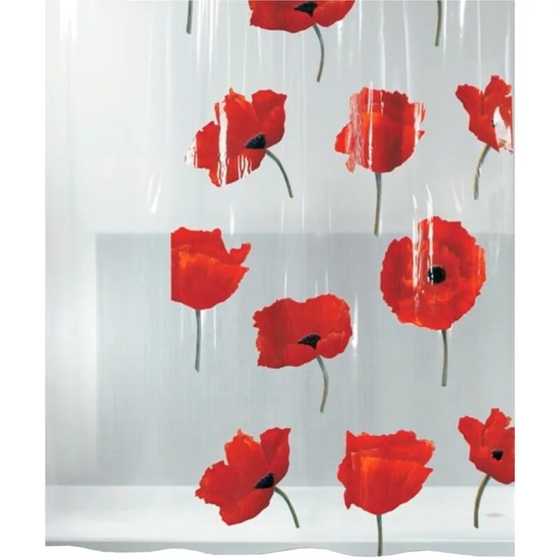 Spirella - Poppy Collection Poppy, tenda da doccia tessile 180 x 200, 100% poliestere, multicolor