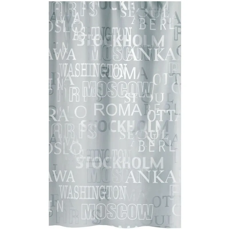 Collezione di Spirella Cities, tenda da doccia tessile 180 x 200, 100% poliestere, argento